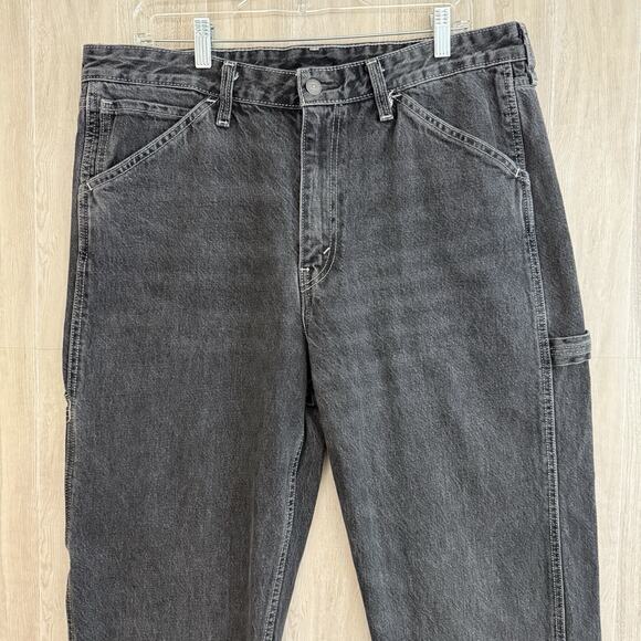Levis Carpenter Jeans Mens 36x30** Faded Black Loose Baggy Grunge Raw Hem READ - Picture 2 of 16